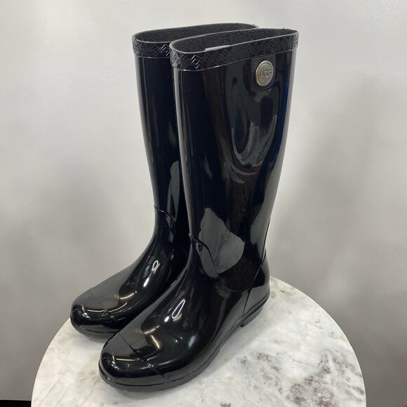 UGG Shaye Rain Boot Black Shiny Rubber Women’s Size 5 NWOB - Picture 7 of 10